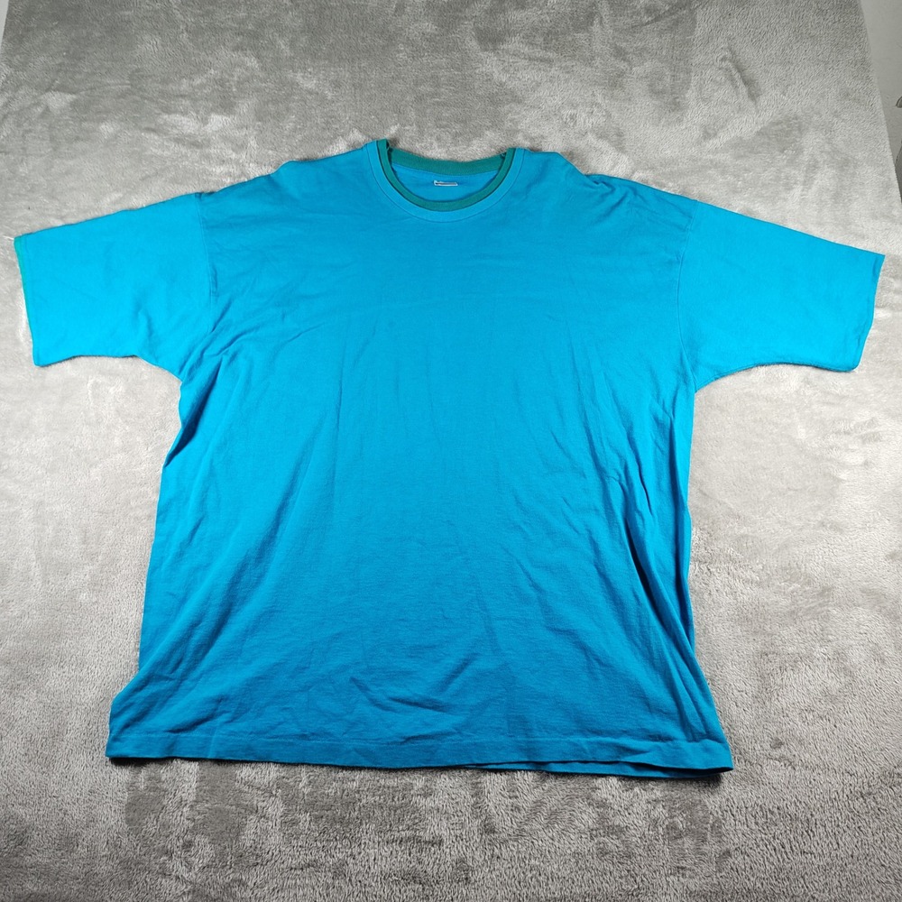 Vintage Fruit of the Loom T Shirt Mens 3XL Blank Ringer Single Stitch USA 80s